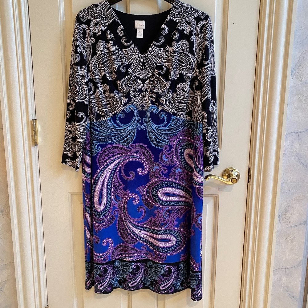 Chico's v-neck paisley print dress